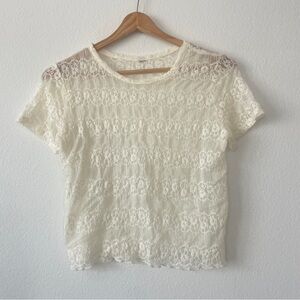 Sheer Cream Lace Crop Top